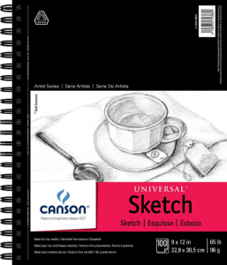 Canson Universal Sketch Pad, Side Wire Bound, 9" x 12"